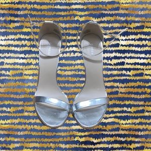 Express size 8 Metallic Silver Heels New Condition